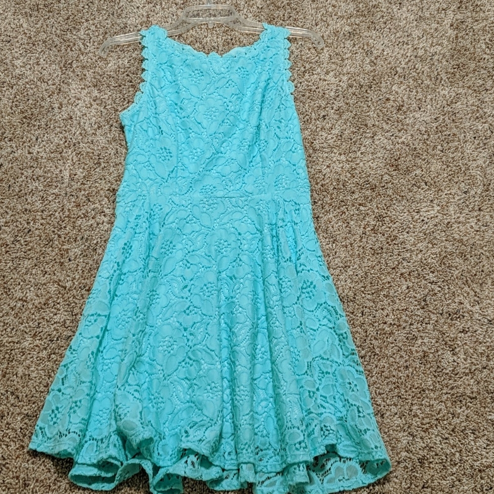 Teal lace dress